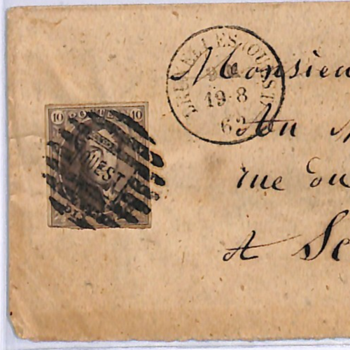 BELGIUM Classic 10c Cover Super *OUEST* CANCEL Railway TPO 1862 Schaerbeek WO144 - Image 7