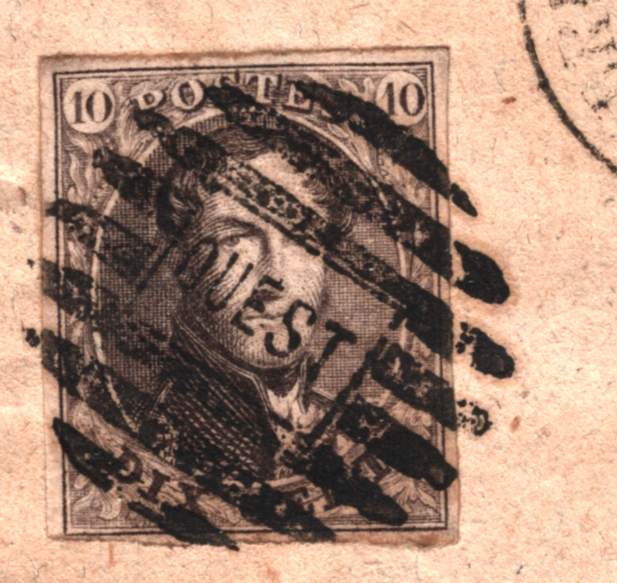 BELGIUM Classic 10c Cover Super *OUEST* CANCEL Railway TPO 1862 Schaerbeek WO144