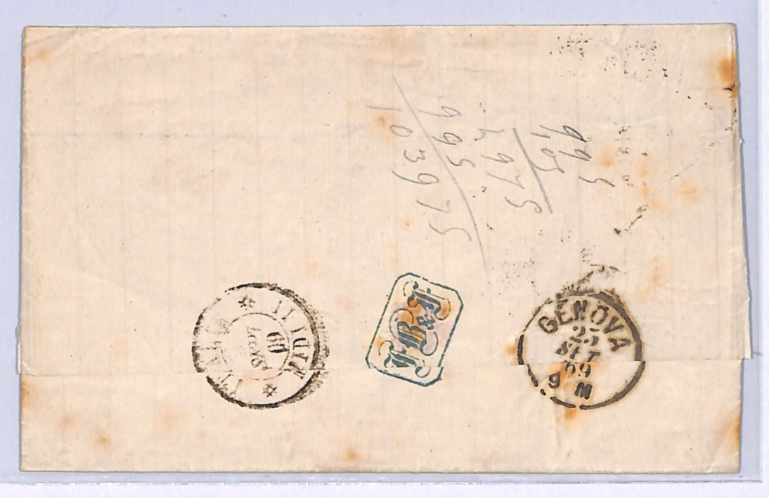 BELGIUM Classic 30c 10c Cover 1869 Brussels EL Letter Genova {samwells}WO148 - Image 4