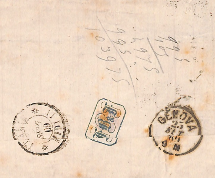 BELGIUM Classic 30c 10c Cover 1869 Brussels EL Letter Genova {samwells}WO148 - Image 9