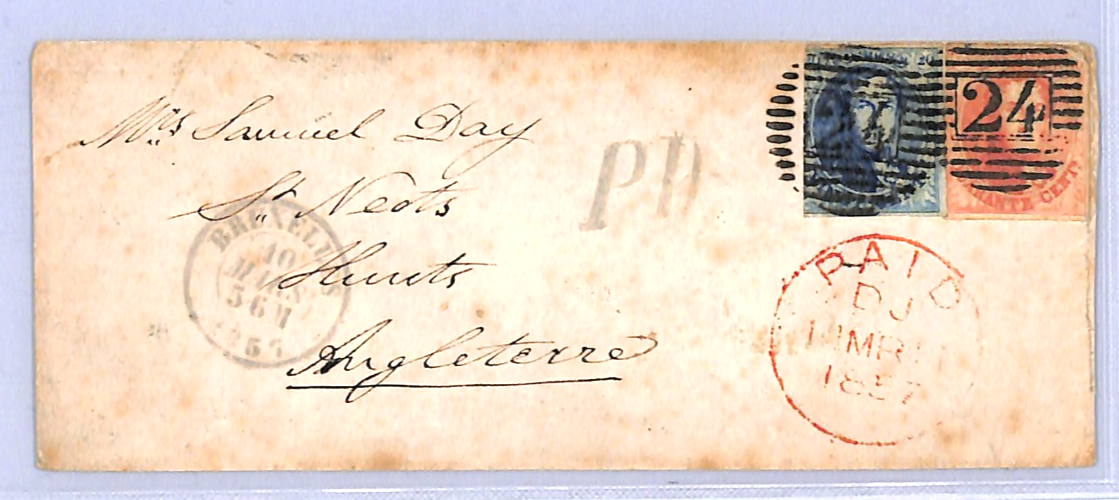 BELGIUM Classic 40c 20c Cover Super *24* Numerals 1857 ST NEOTS CDS Hunts WO141 - Image 3