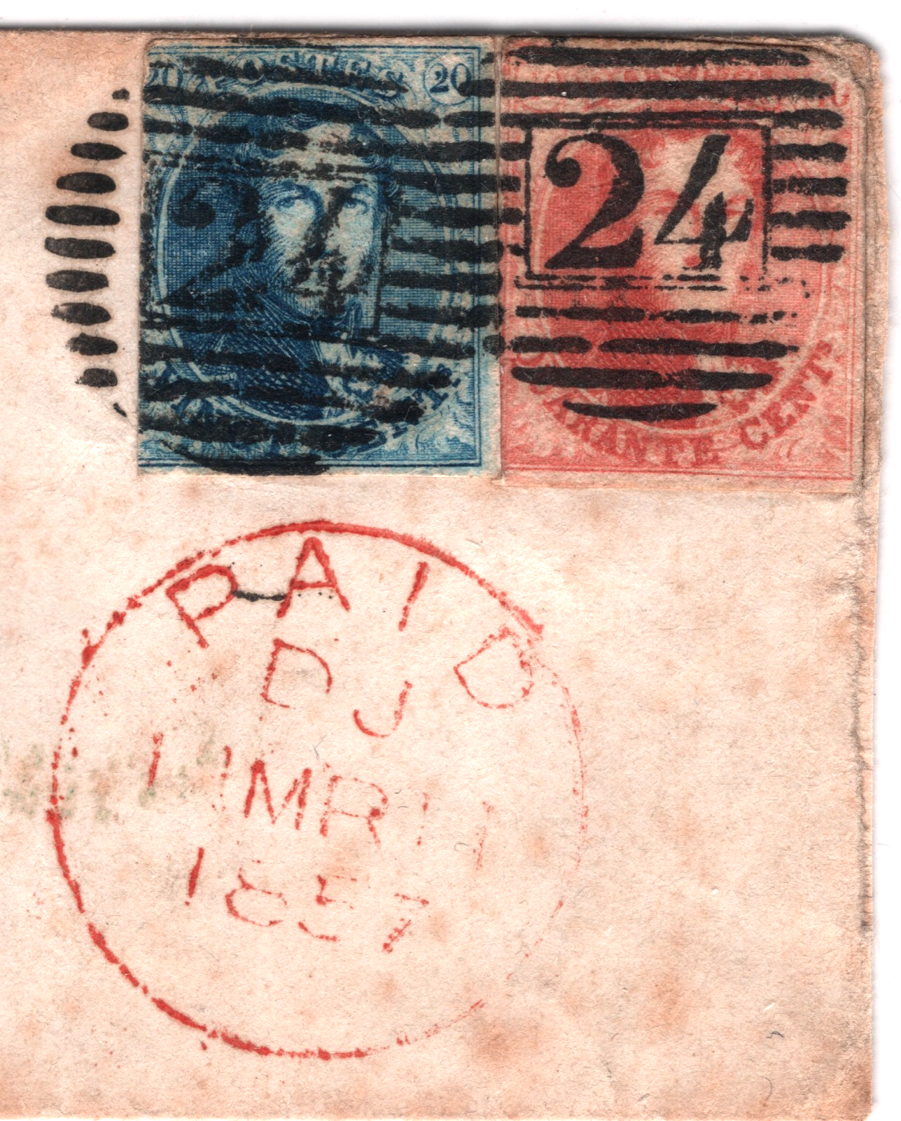 BELGIUM Classic 40c 20c Cover Super *24* Numerals 1857 ST NEOTS CDS Hunts WO141 - Image 6