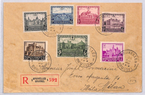 BELGIUM Cover 1930 *ANTI-TB FUND* CHARITY SET{7} Registered ARCHITECTURE YG337 - Image 3