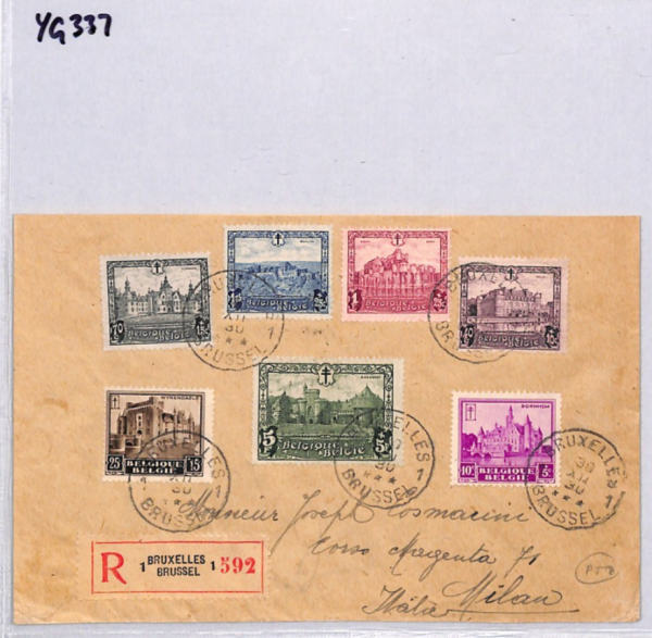 BELGIUM Cover 1930 *ANTI-TB FUND* CHARITY SET{7} Registered ARCHITECTURE YG337 - Image 9