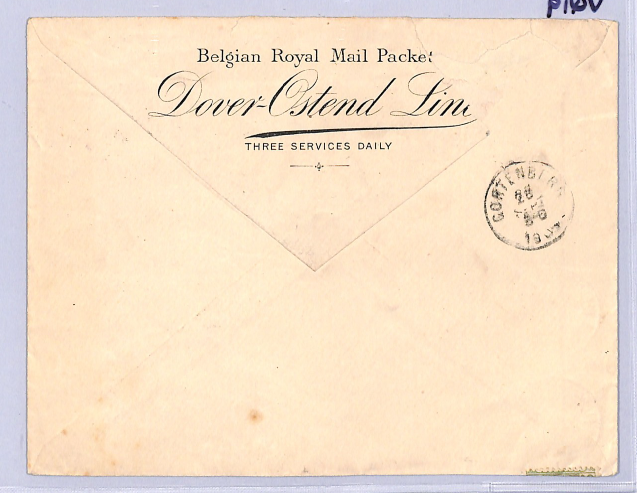 BELGIUM GB PAQUEBOT *ADVERT* Cover OSTENDE-DOUVRES CDS Royal Mail Packet VQ19 - Image 3