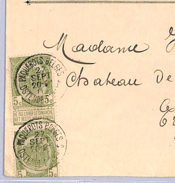 BELGIUM GB PAQUEBOT *ADVERT* Cover OSTENDE-DOUVRES CDS Royal Mail Packet VQ19 - Image 4