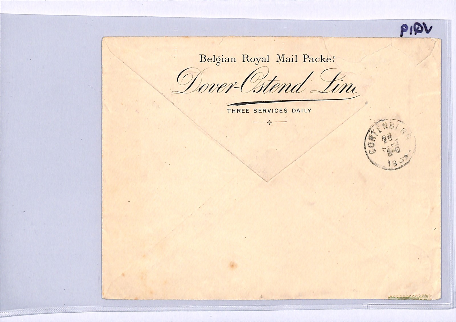 BELGIUM GB PAQUEBOT *ADVERT* Cover OSTENDE-DOUVRES CDS Royal Mail Packet VQ19 - Image 6