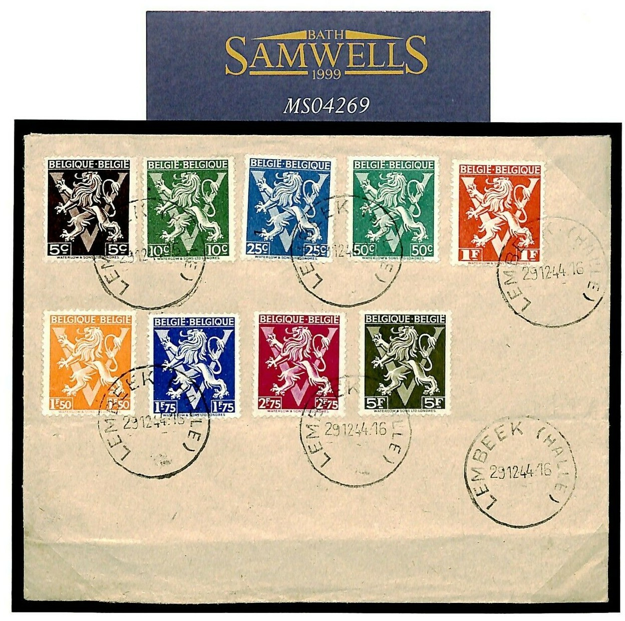 BELGIUM Lembeek Halle Cover VICTORY Issue 1944 WW2 {samwells-covers} MS4269 - Image 3