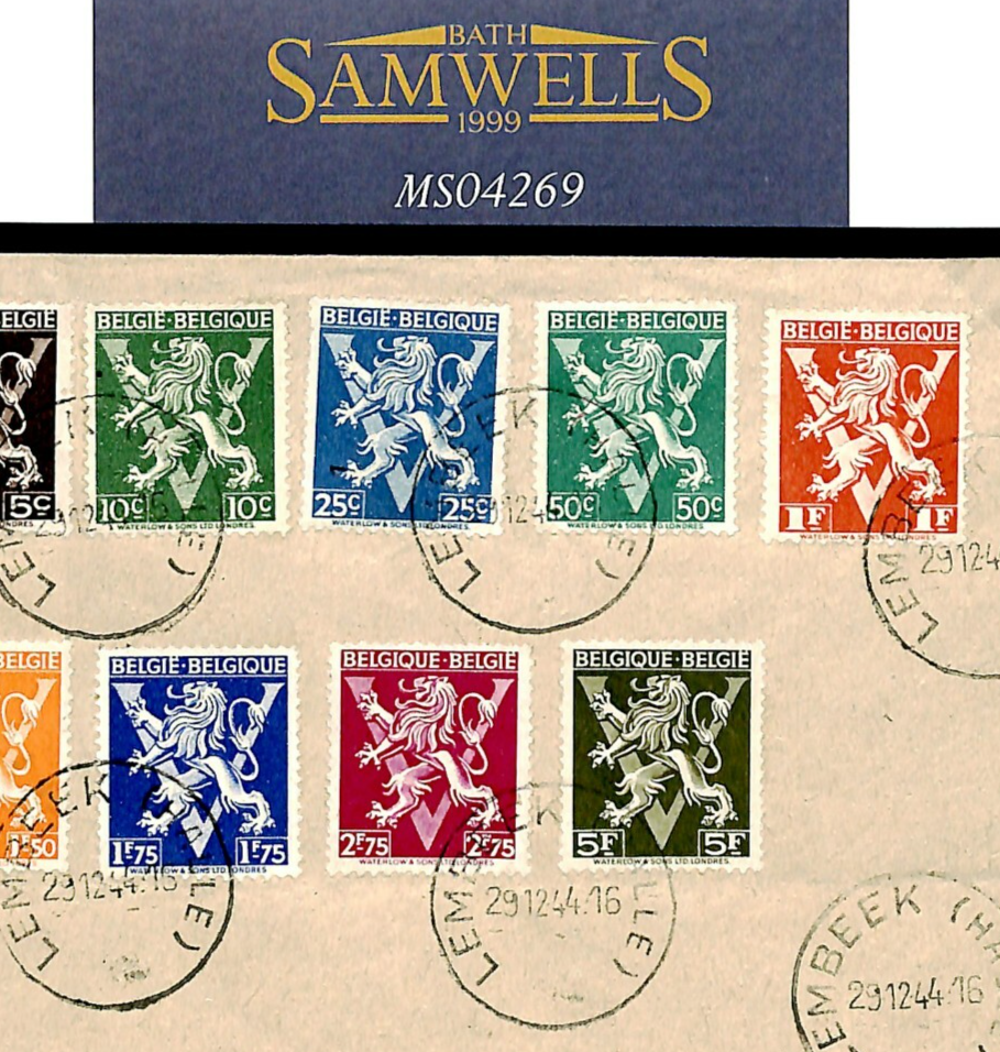 BELGIUM Lembeek Halle Cover VICTORY Issue 1944 WW2 {samwells-covers} MS4269