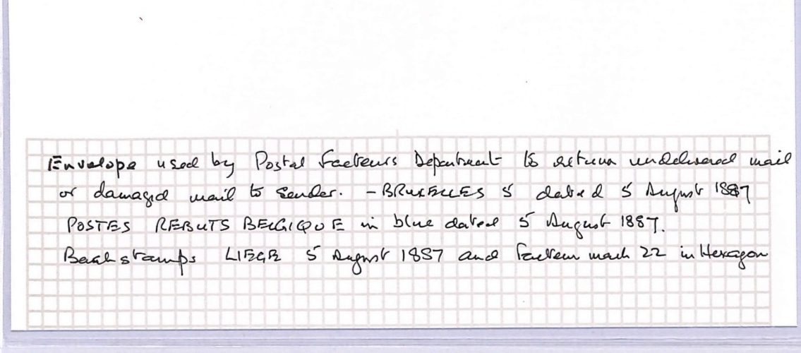 BELGIUM Official RETOUR Cover 1887 *POSTES REBUTS BELGIQUE* BLUE CDS Rare WT171 - Image 13