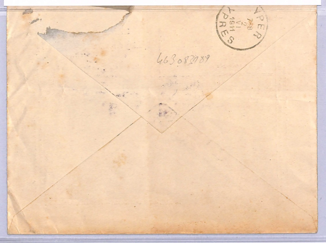 BELGIUM Official RETOUR Cover Ypres BLUE 1911 *REBUTS* CDS {samwells}WT172 - Image 4