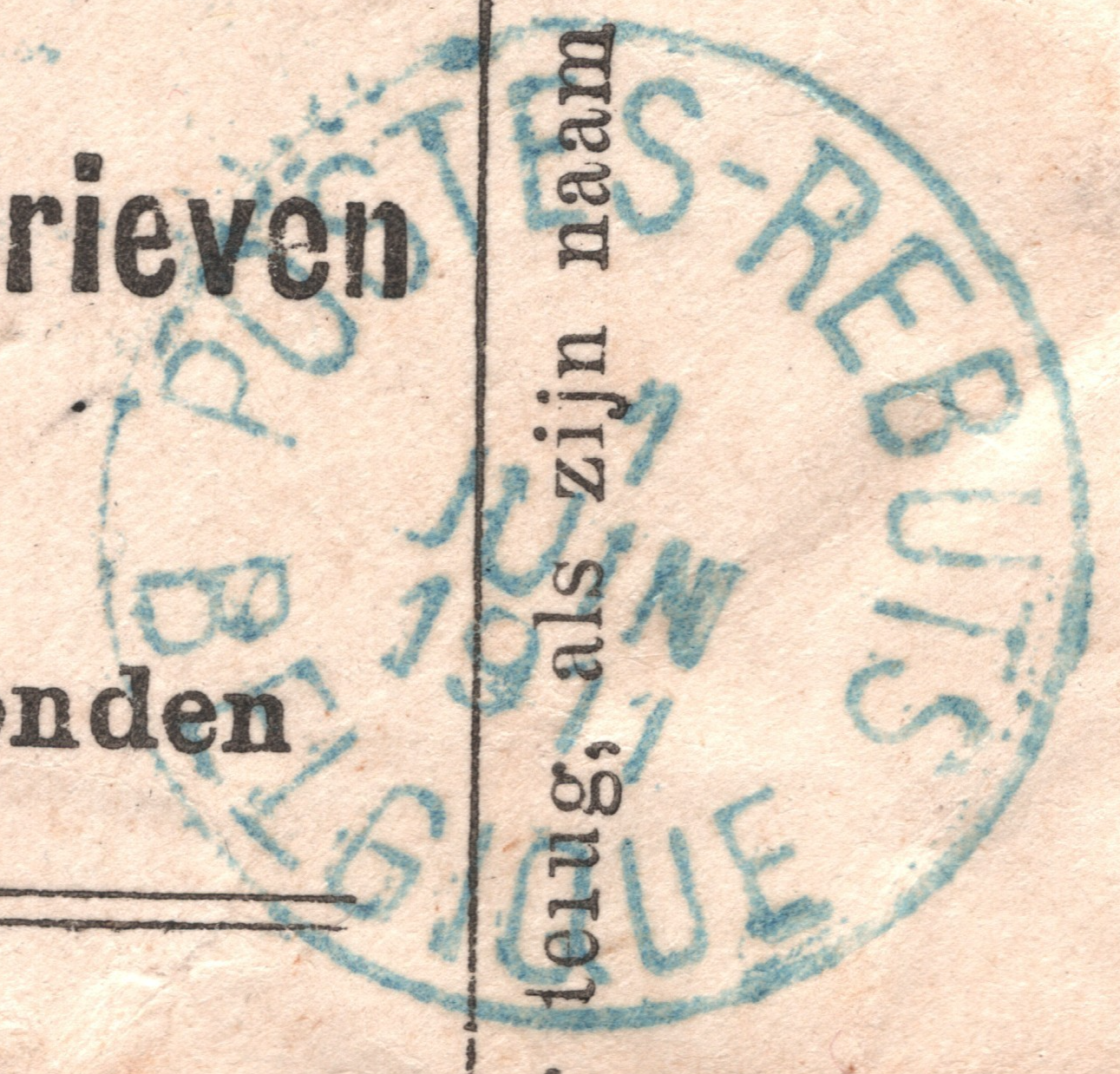 BELGIUM Official RETOUR Cover Ypres BLUE 1911 *REBUTS* CDS {samwells}WT172