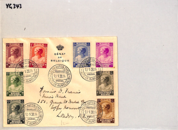 BELGIUM *Senat de Belgique* Cover 1938 CAR BICYCLES EXHIBTION Princess Set YG343 - Image 10