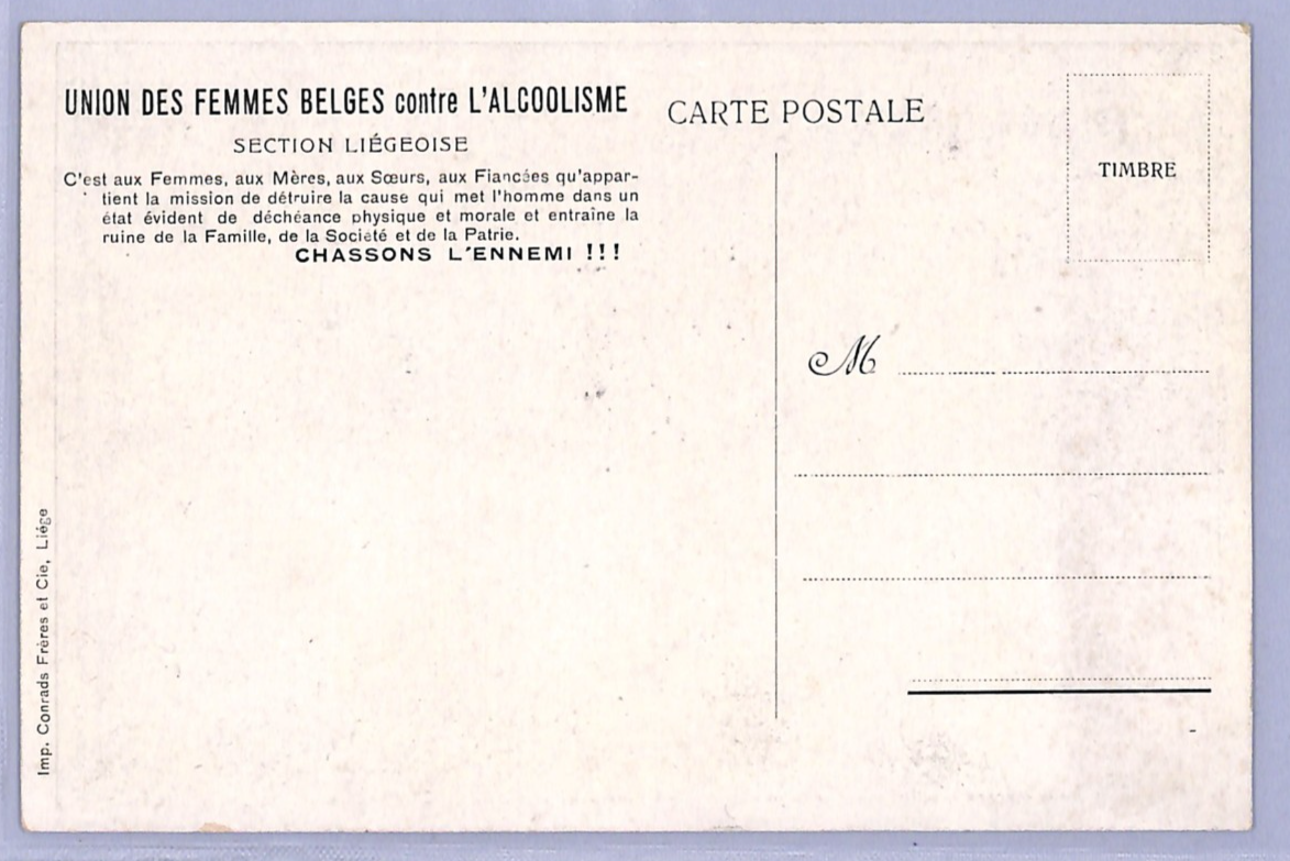 BELGIUM TEMPERANCE 1901 Postcard ANTI-ALCOHOL Art *WOMENS LEAGUE* Unused VQ38 - Image 4
