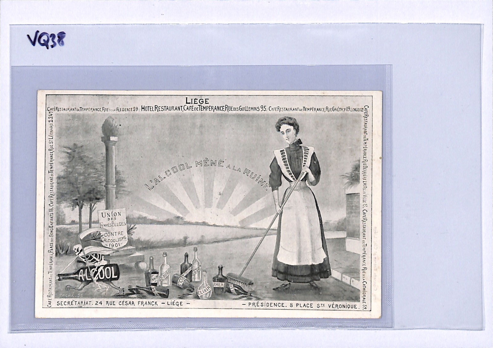 BELGIUM TEMPERANCE 1901 Postcard ANTI-ALCOHOL Art *WOMENS LEAGUE* Unused VQ38 - Image 5