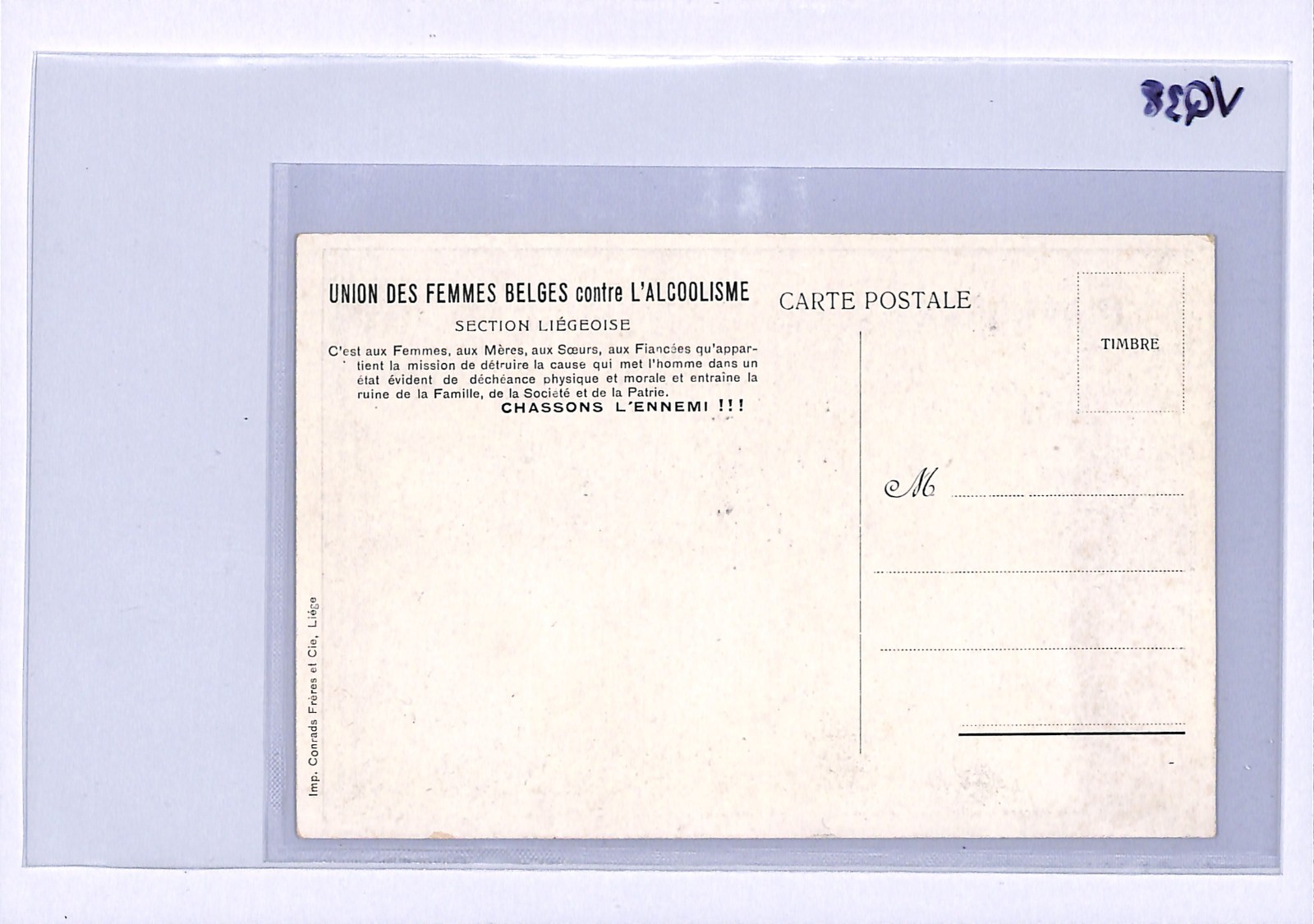 BELGIUM TEMPERANCE 1901 Postcard ANTI-ALCOHOL Art *WOMENS LEAGUE* Unused VQ38 - Image 6