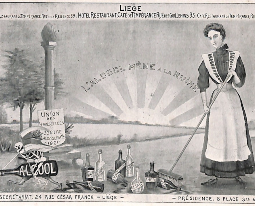 BELGIUM TEMPERANCE 1901 Postcard ANTI-ALCOHOL Art *WOMENS LEAGUE* Unused VQ38