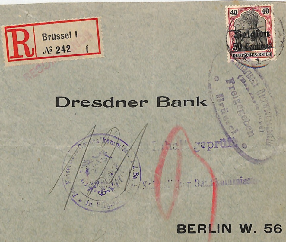 BELGIUM WW1 GERMANY OCC *Belgien* O/p 50c Cover Brussels Reg 1916 Berlin WV120 - Image 8