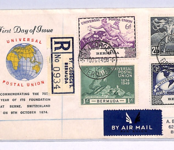 BERMUDA 1949 FDC *UPU* ANNIVERSARY St Georges ILLUSTRATED First Day Cover XW226