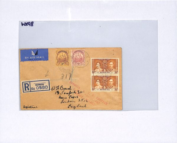BERMUDA Air Mail Cover RMA CAVALIER FIRST FLIGHT GB London Registered 1937 WX98 - Image 5
