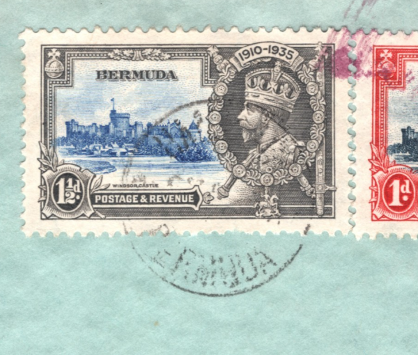BERMUDA KGV Cover 1935 SILVER JUBILEE  1½d 1d *ILLUSTRATED* Colour ROYALTY XW225 - Image 6