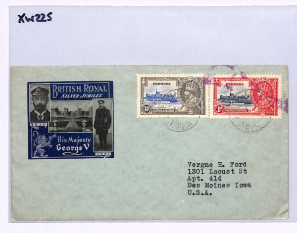 BERMUDA KGV Cover 1935 SILVER JUBILEE  1½d 1d *ILLUSTRATED* Colour ROYALTY XW225 - Image 8