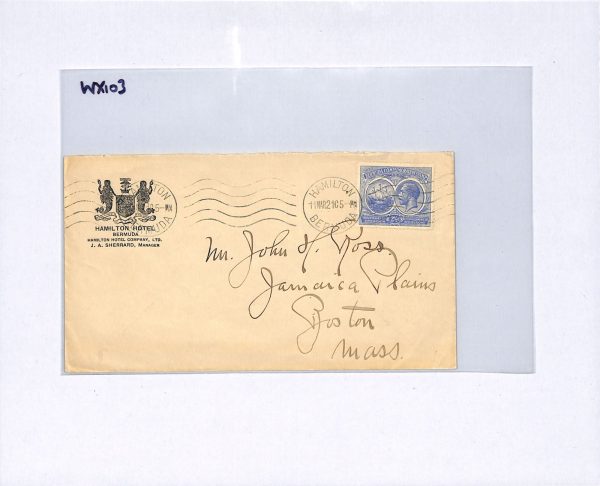 BERMUDA KGV Cover *Hamilton Hotel* ADVERT Crest 1921 USA Boston {samwells}WX103 - Image 4