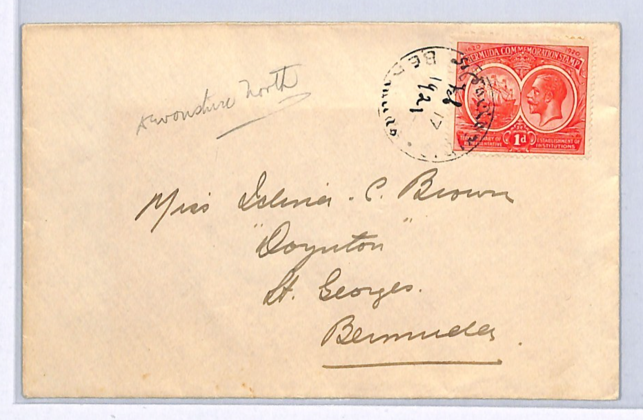 BERMUDA KGV Cover Hand-Written CDS Local 1921{samwells-covers}WY197 - Image 3