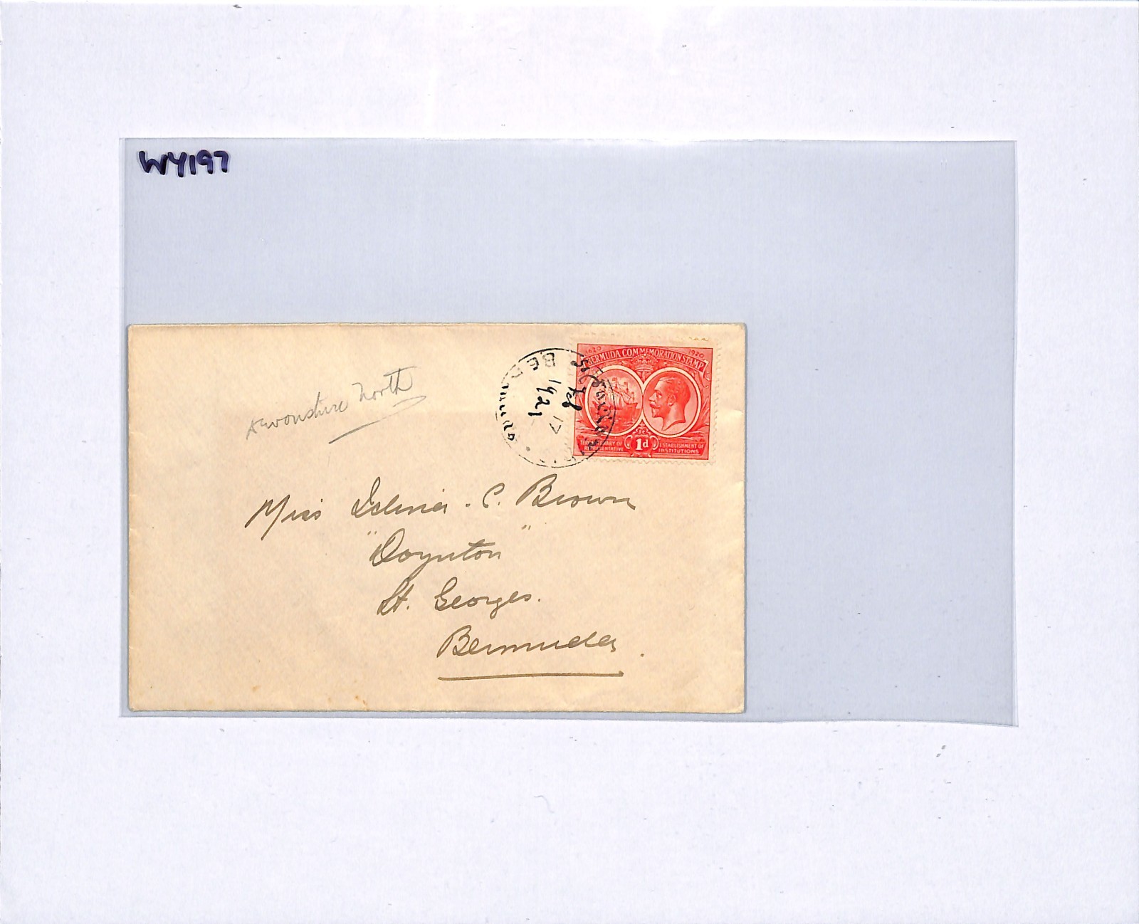BERMUDA KGV Cover Hand-Written CDS Local 1921{samwells-covers}WY197 - Image 5