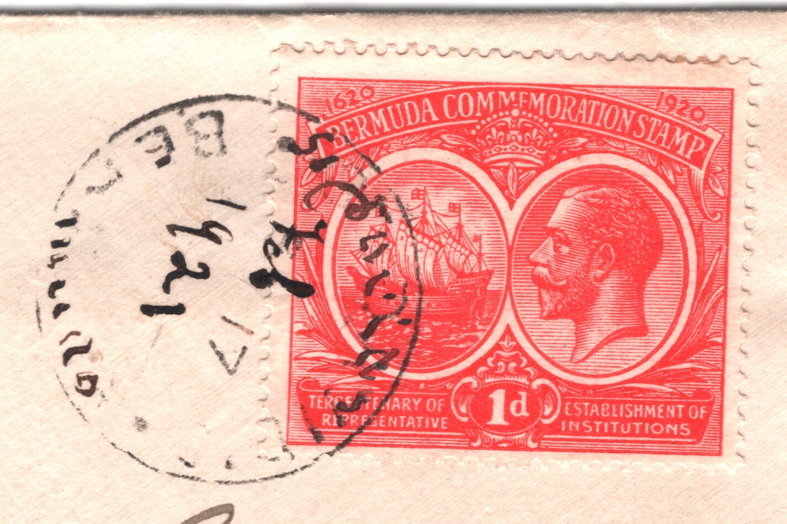 BERMUDA KGV Cover Hand-Written CDS Local 1921{samwells-covers}WY197