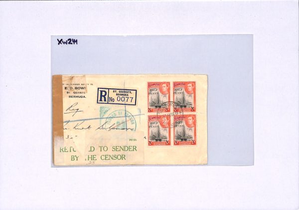 BERMUDA WW2 Cover CENSOR RETURNED Registered St Georges 1941{samwells}XW241 - Image 4