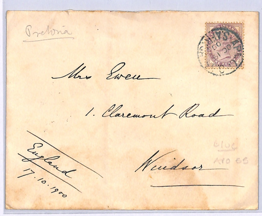 BOER WAR Cover GB USED ABROAD Military 1d Lilac *BLUE* CDS APO.55 1900 WQ213 - Image 2