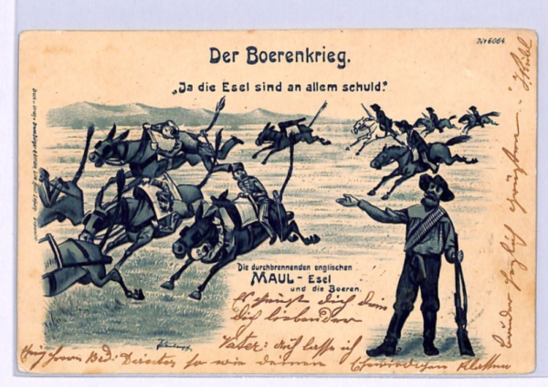 BOER WAR Postcard *ANTI-BRITISH PROPAGANDA* Blame DONKEYS 1900 Vienna XV4 - Image 3