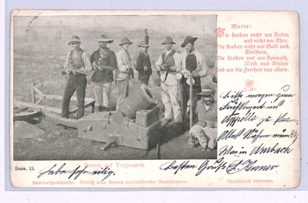 BOER WAR Postcard *ANTI-BRITISH PROPAGANDA* Boer MORTAR TEAM 1902 Germany XV11 - Image 3