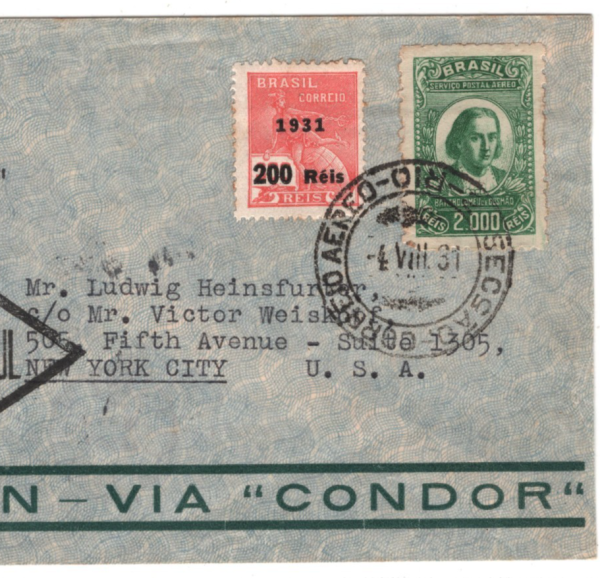 BRAZIL Air Mail Cover DORNIER *Do-X* FIRST FLIGHT Rio USA New York 1931 KZ270 - Image 5