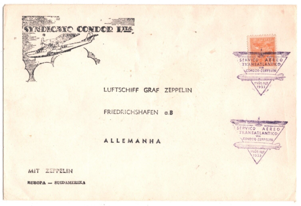 BRAZIL GRAF ZEPPELIN/CONDOR Air Mail Cover FIRST FLIGHT 1933 GERMANY MAX15 - Image 3