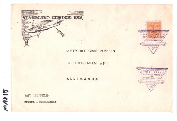 BRAZIL GRAF ZEPPELIN/CONDOR Air Mail Cover FIRST FLIGHT 1933 GERMANY MAX15 - Image 5
