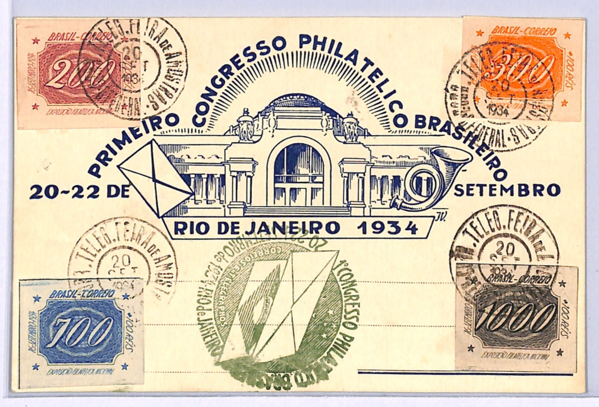 BRAZIL Postcard 1934 INCLINADOS Set *PHILATELIC CONGRESS* Rio de Janeiro WF103 - Image 4