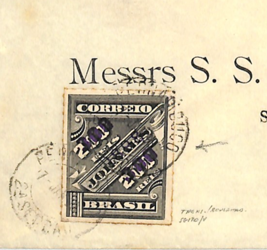 BRAZIL TRANSATLANTIC Cover 300r Surcharge 1898 Ship ORAVIA Lisbon Sheffield WS63 - Image 3