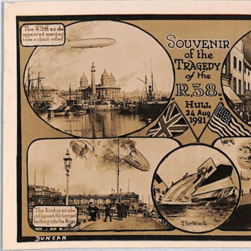 BRITISH AIRSHIP GB Postcard 1921 DISASTER *R38* CRASH Explosion MULTI-VIEW PZ89 - Image 4