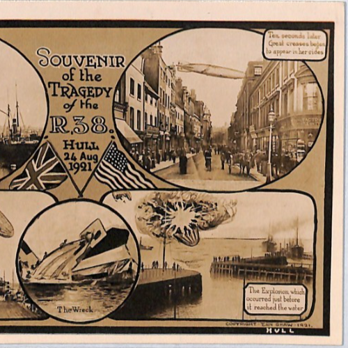 BRITISH AIRSHIP GB Postcard 1921 DISASTER *R38* CRASH Explosion MULTI-VIEW PZ89 - Image 6