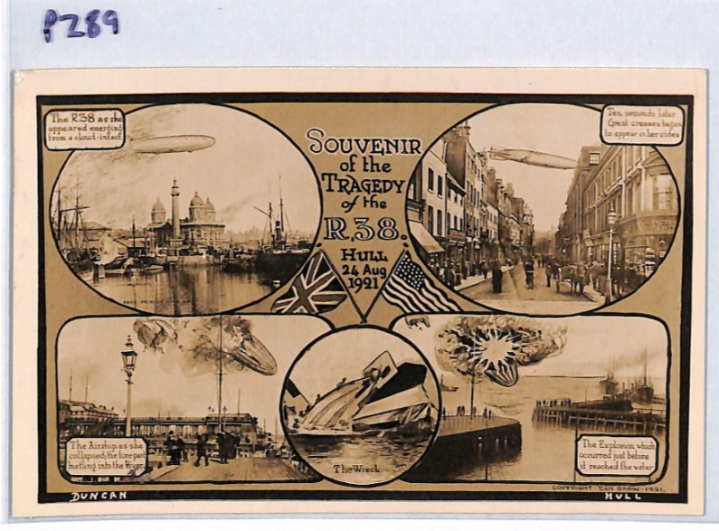 BRITISH AIRSHIP GB Postcard 1921 DISASTER *R38* CRASH Explosion MULTI-VIEW PZ89 - Image 8