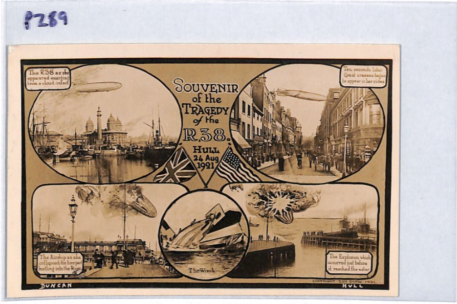 BRITISH AIRSHIP GB Postcard 1921 DISASTER *R38* CRASH Explosion MULTI-VIEW PZ89 - Image 10