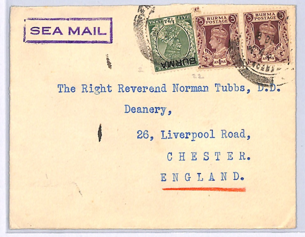BURMA Cover BISHOP OF RANGOON Mixed Reigns *SEA MAIL* GB Chester {samwells}WE224
