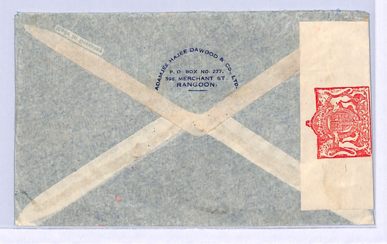 BURMA WW2 Air Mail DELETED Censor Cover 1r{2} High Value 1940 New York NYC WD18 - Image 3