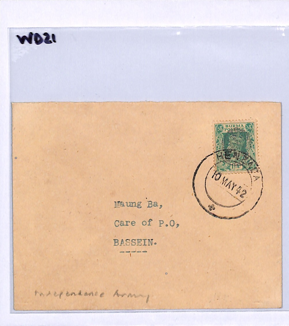 BURMA WW2 Cover *INDEPENDENCE ARMY* Peacock O/p JAPAN OCC Henzada 1942 CDS WD21 - Image 9