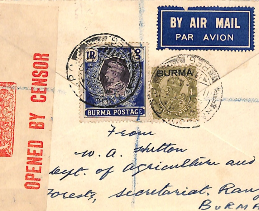 BURMA WW2 Cover KGV Mixed Franking Rangoon 1R High Value London Censor 1940 WD17