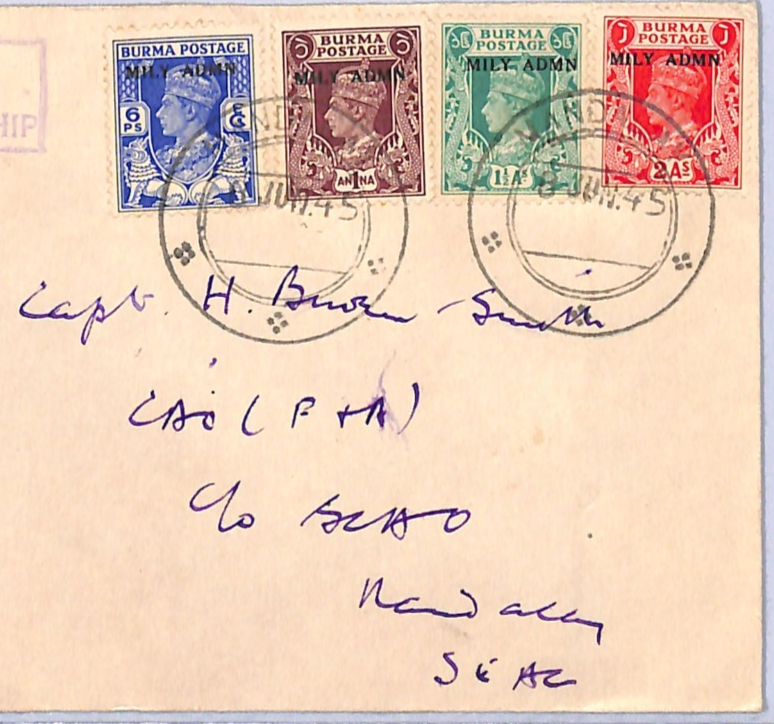 BURMA WW2 Cover MILY ADMN KGVI O/p 1945 *LIBERATION* FIRST POST Illustrated WH89 - Image 2