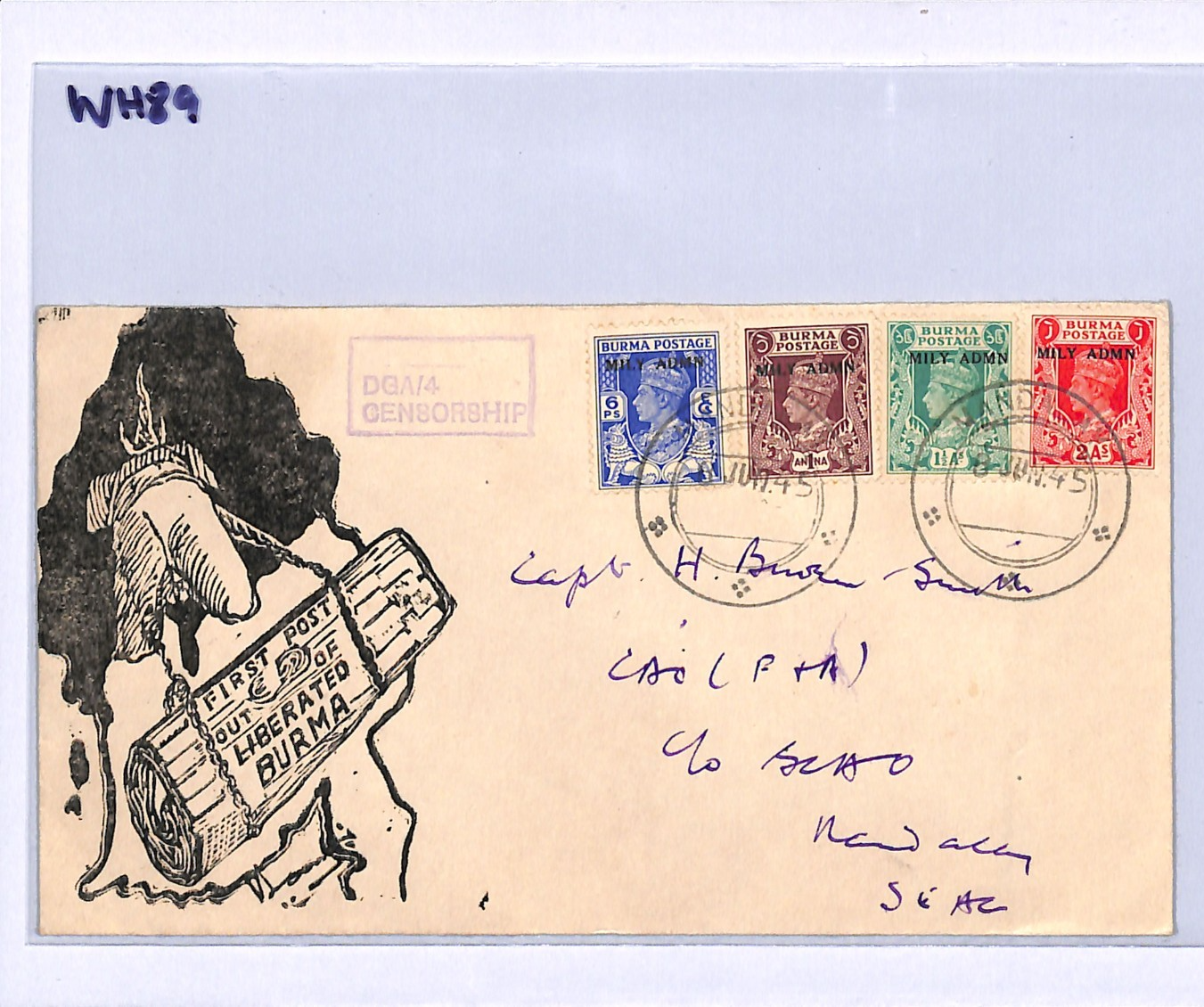 BURMA WW2 Cover MILY ADMN KGVI O/p 1945 *LIBERATION* FIRST POST Illustrated WH89 - Image 6