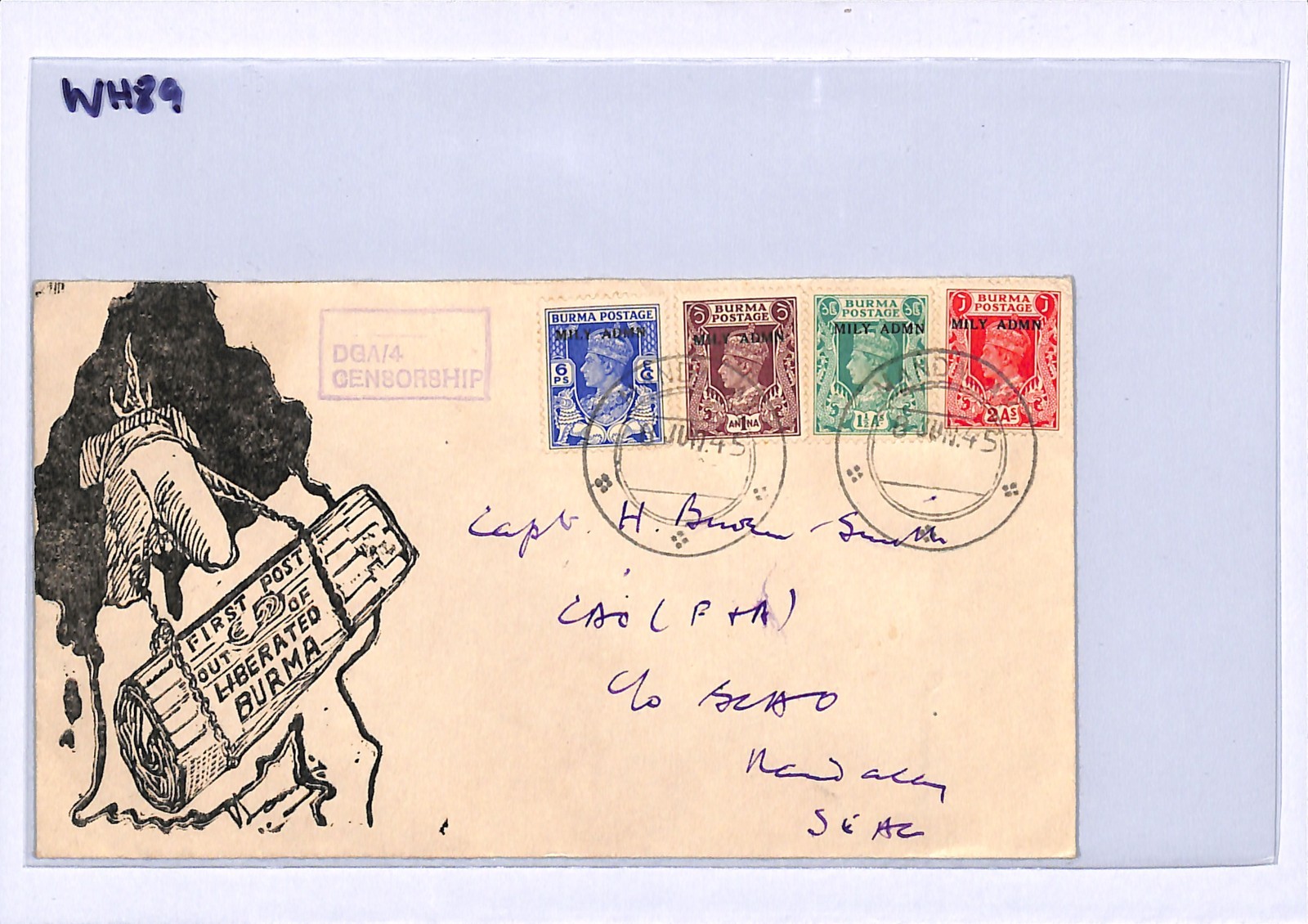 BURMA WW2 Cover MILY ADMN KGVI O/p 1945 *LIBERATION* FIRST POST Illustrated WH89 - Image 9